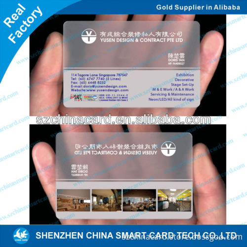 Transparent PVC Plastic business card Thailand